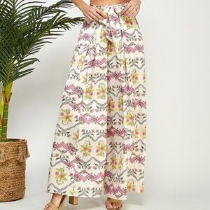 Cream Floral Print Wide Leg Pant NWT